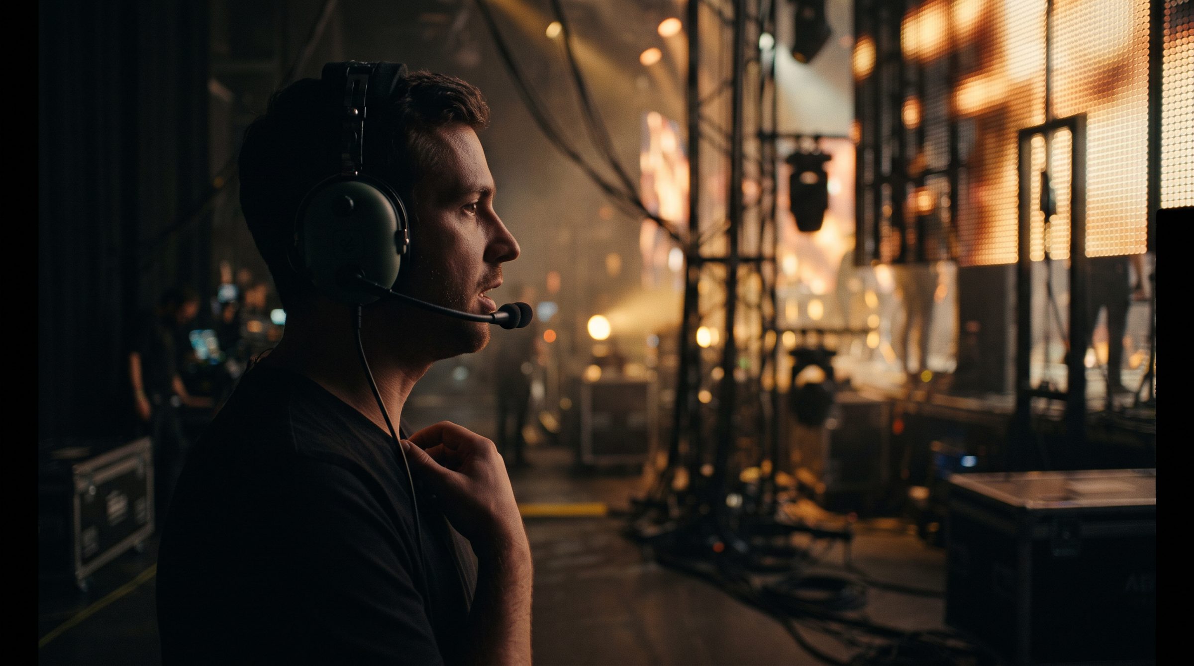Crew on comms backstage